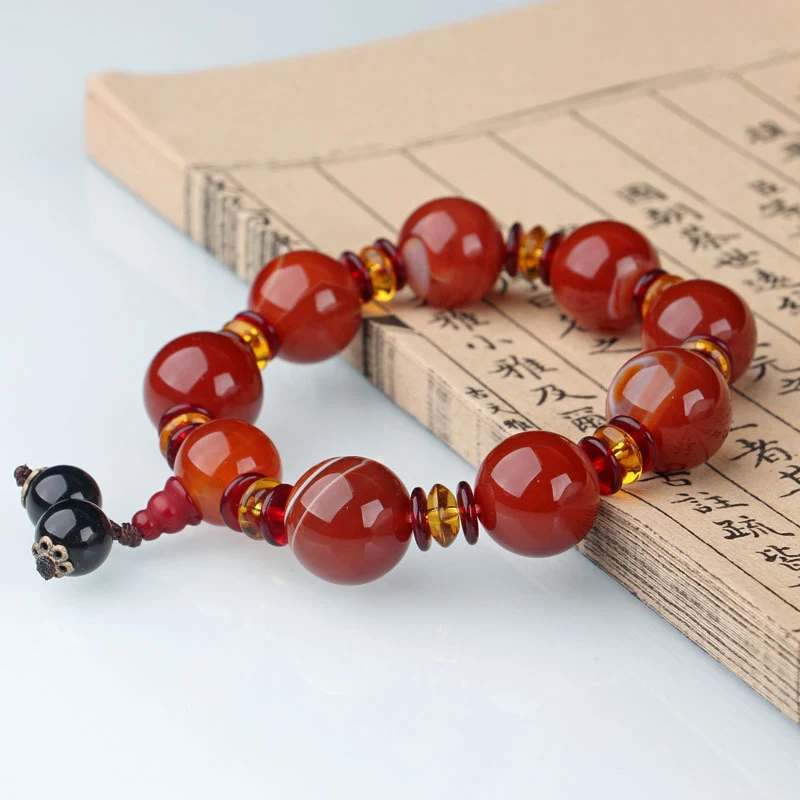 Title 11, Mens Agate Hand String Bracelet with Buddha He...