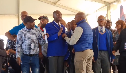 A commotion broke out at an imbizo attended by President Cyril Ramaphosa and ministers on Friday when a group of children clad in school uniforms wanted to address the president.