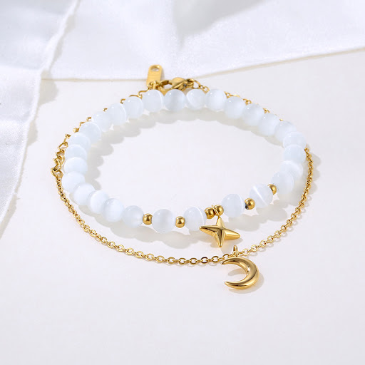 Title 6, Opal Elastic Stainless Steel Bracelet, Light Lu...