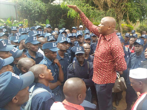 PG Security being addressed by Kenya National Security Union Isaac Andabwa at company headquarters./FILE