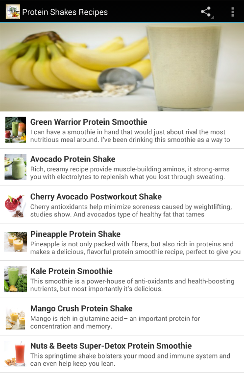 Protein Shakes Recipes Screen 3