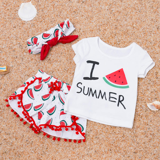 Title 3, Summer Baby Girl Beach Set, Short-sleeved T-shi...
