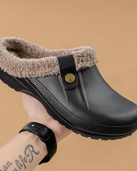 Waterproof Mule Clogs Men Slippers Winter Warm Unisex Fur... - 0