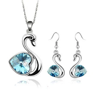 Conjunto de Joias Cisne de Amor Cristal Elegância e Romance para Ela Presente Ideal Brilhe com este Conjunto Deslumbrante Colar e Brincos Perfeitos
