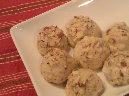 The cherry inside these cookies compliments the almond and poppy seed perfectly!  They melt in your mouth.