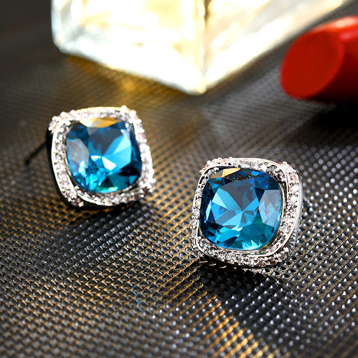 Title 3, Elegant Blue Imitation Crystal Earrings Hot Sal...