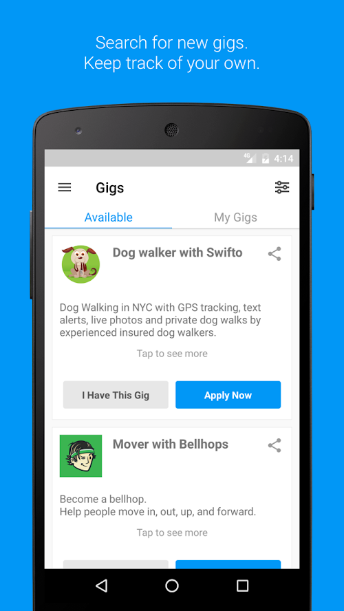 Android application The Gig Saloon screenshort