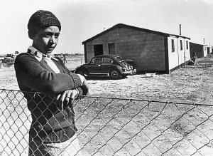 Winnie Madikizela- Mandela at her home in Brandfort, Free State, where she spent almost nine years after being banished there in 1977.