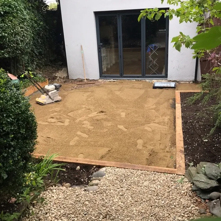 Drawing prep work for a blocked paved patio to be installed