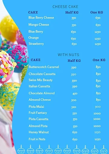 Cake Factory menu 