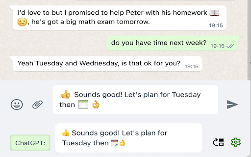 ChatGPT answers for WhatsApp™ web
