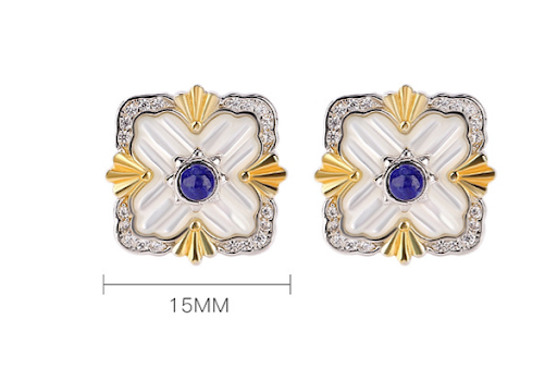 Title 1, Gold-plated Sterling Silver Lapis White Shell S...