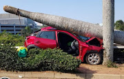 Two women were injured when their vehicle struck a palm tree in Umhlanga on Friday