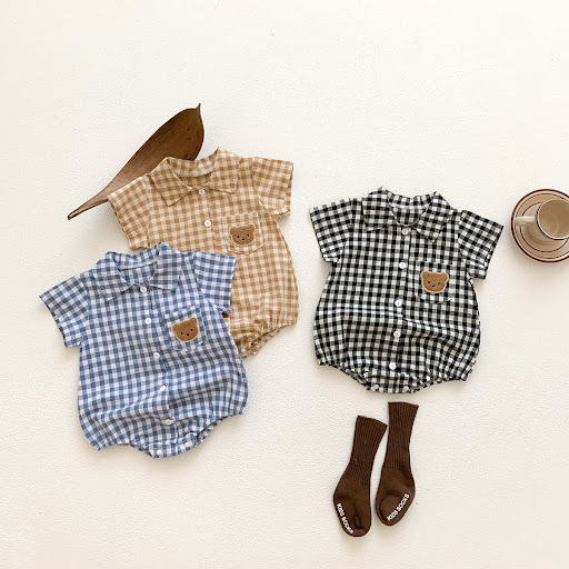 Title 7, Baby Bear Short-sleeved Jumpsuit for Childrens...