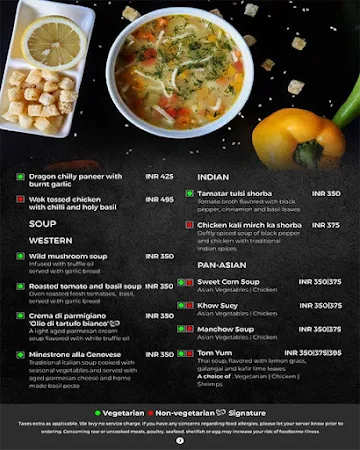 Fusion Cafe - Radisson Hotel menu 