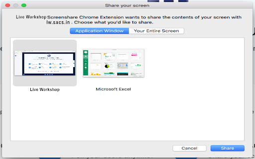Live Workshop Screenshare Extension