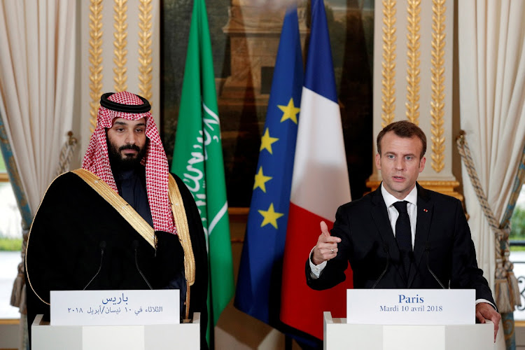 French President Emmanuel Macron and Saudi Arabia's Crown Prince Mohammed bin Salman attend a press conference at the Elysee Palace in Paris, France on April 10 2018. File Picture: Yoan Valat via Reuters