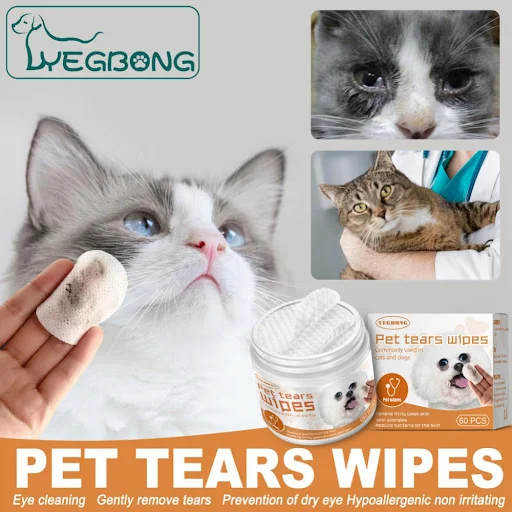 60Pcs/Box Pet Wet Wipes For Dog Cat Eye Cleaner Safe Gently Effective Removes Tear Stains Eye Stain Cleaner Pet Supplies