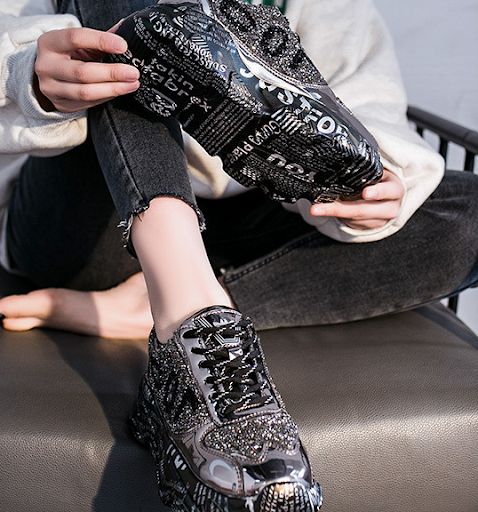 Title 4, Women Chunky Sneakers Platform Shining Fashion ...