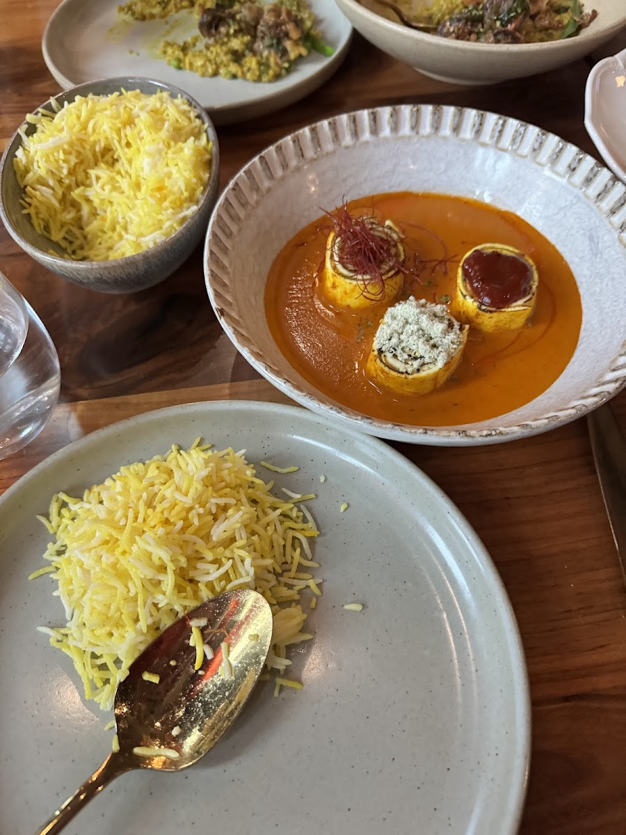 Paneer wheel and saffron rice