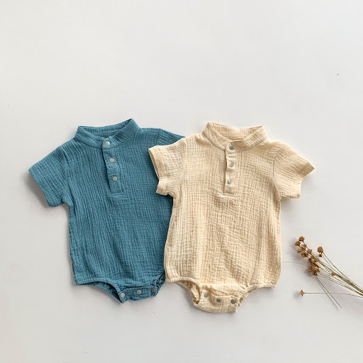 Title 4, Infant Solid Color Gauze Double Bodysuit, soft ...