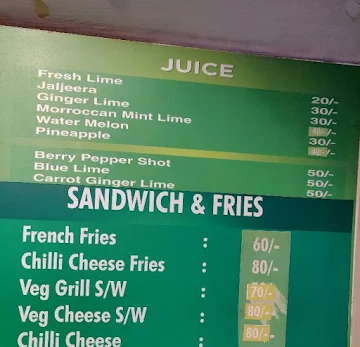 Lassi Shop menu 