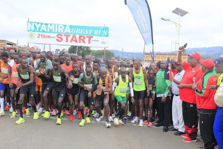 Nyamira Governor Amos Nyaribo flags off last year's event at Chepilat