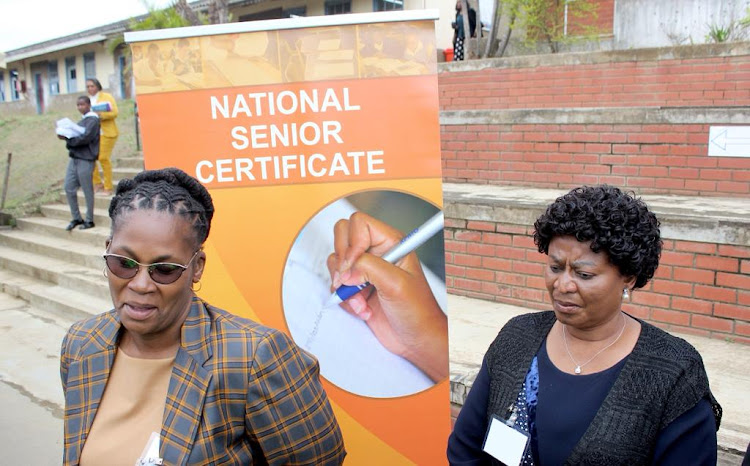 KwaZulu-Natal education MEC Mbali Frazer (left) with basic education deputy minister Dr Reginah Mhaule at Ogwini Comprehensive High School in Umlazi on Monday.