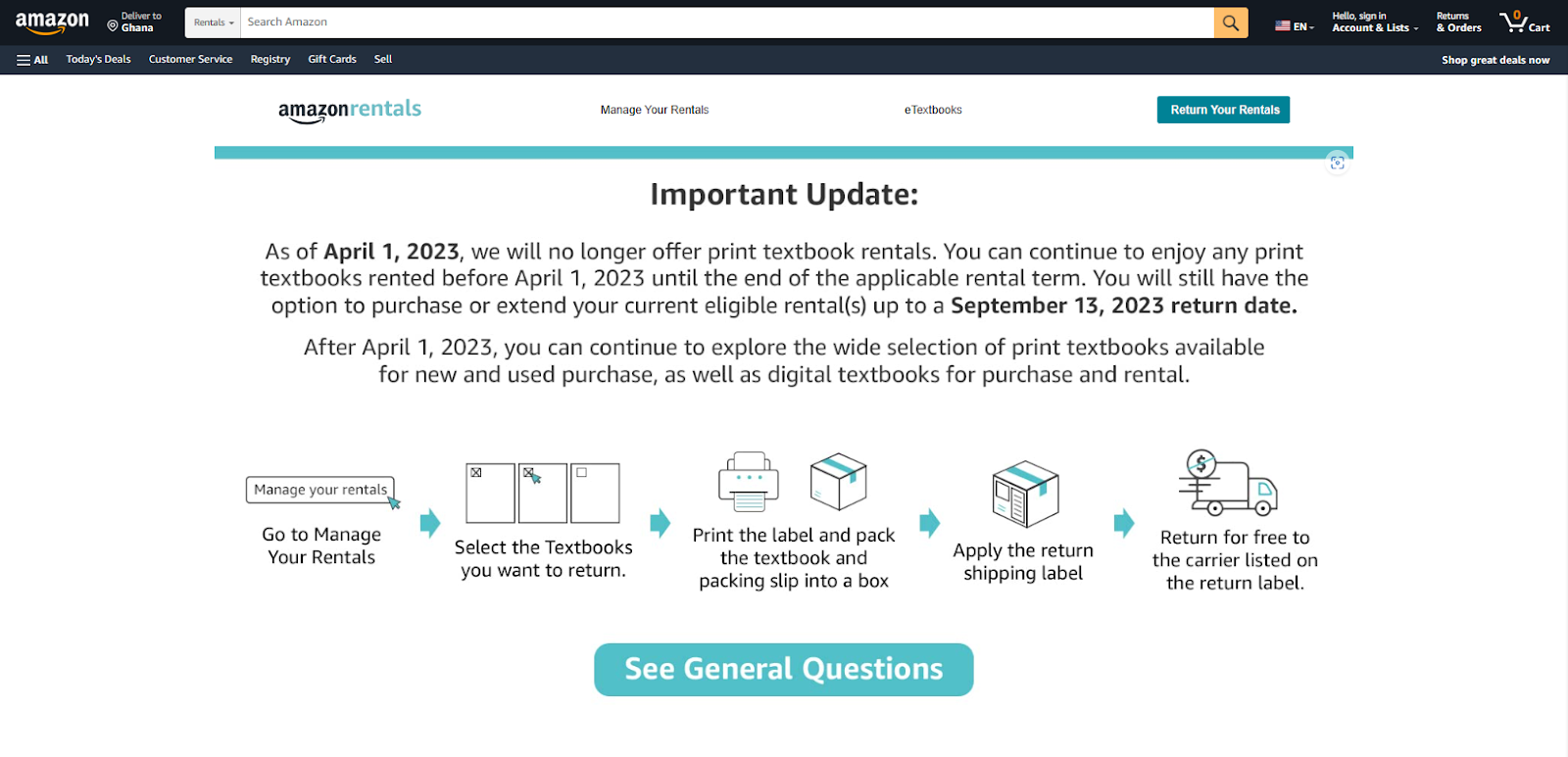 amazon textbook rental closed
