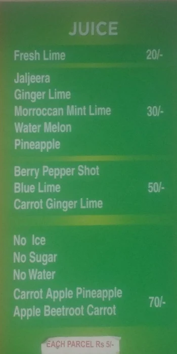 Lassi Shop menu 