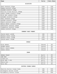 L J Iyengar Bakery menu 1