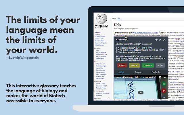 Glossary - Learn the Language of Biology chrome extension