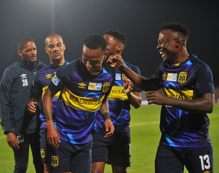 Cape Town City winger Surprise Ralani (centre) and his teammates will be hoping for similar joy when they play Mamelodi Sundowns in Saturday's MTN8 final at the Moses Mabhida Stadium.