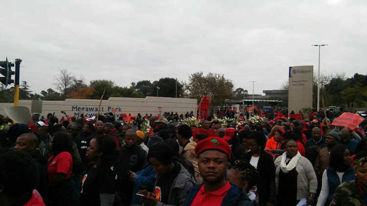 Eskom workers picketed outside Megawatt Park in Sunninghill on Thursday June 15 2018 against management's decision to come to the negotiation table with a zero percent wage increase.