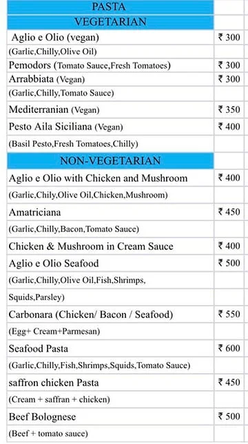 Surf Turf menu 