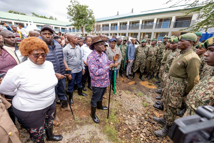 Deputy President Rigathi Gachagua addresses NYS when he visited Mai Mahiu landslide victims on April 29, 2024.