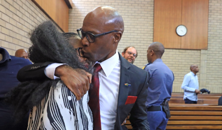 Matshela Koko reacts after his corruption and fraud case was withdrawn in the Middelburg specialised commercial crimes court on November 21. Picture: THAPELO MOREBUDI