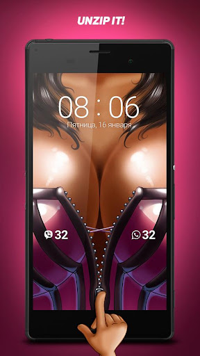 Boobzip - busty zip lockscreen