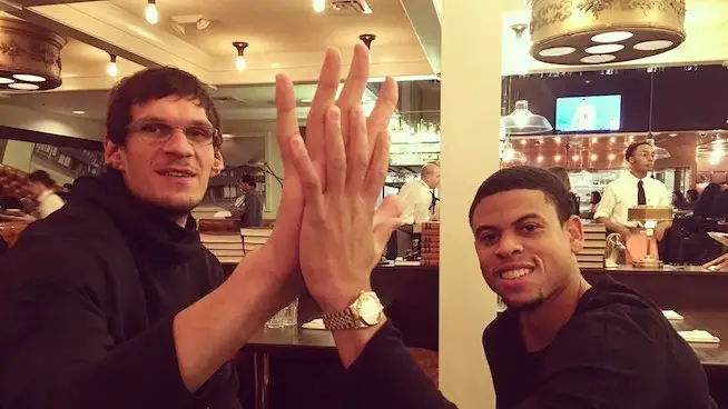 The NBA players with the biggest hands (relative to height)