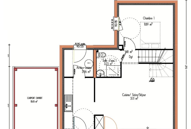  Vente Terrain + Maison - Terrain : 426m² - Maison : 76m² à Pruillé-le-Chétif (72700) 