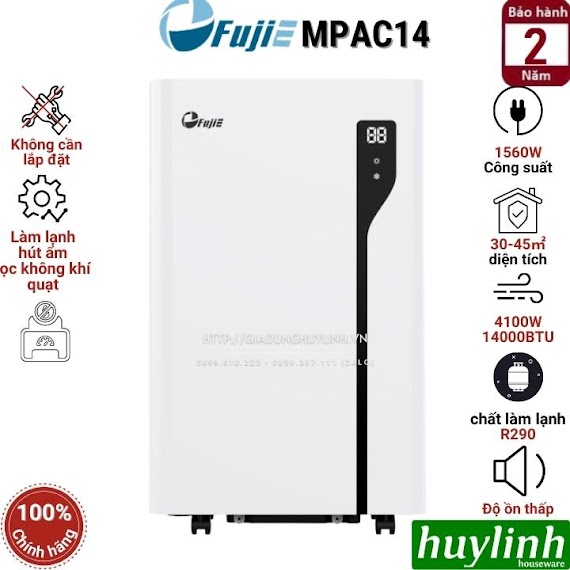 Máy Lạnh - Điều Hoà Di Động Hút Ẩm Fujie Mpac14 - 14000 Btu - Máy Lạnh Mini [30 - 45M2] - Hàng Chính Hãng