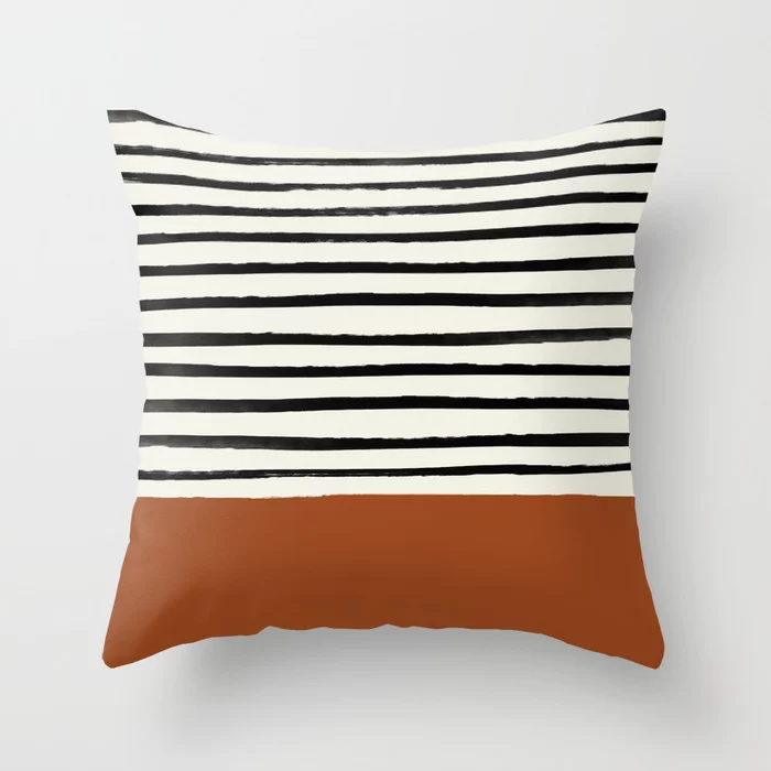 burnt orange stripes pillow