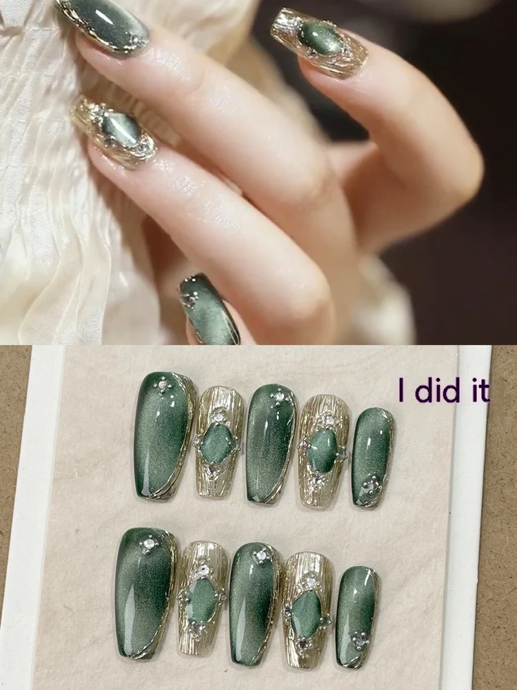 Title 4, Manicure artesanal Green Bucheriti Cats Eye fe...
