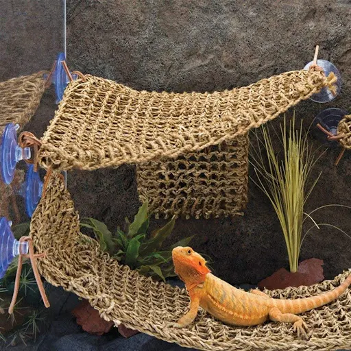 Natural Grass Fiber Lizard Hammock Pet Sleeping Bed Iguana Crab Gecko Reptile Toy Amphibian Supplies Feeding Box Decorat