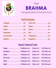 Brahma Juice Bar menu 1