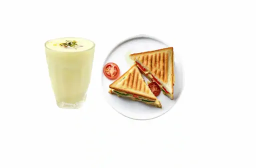 Badam Milk (Badam Milk + Veg Sandwich )