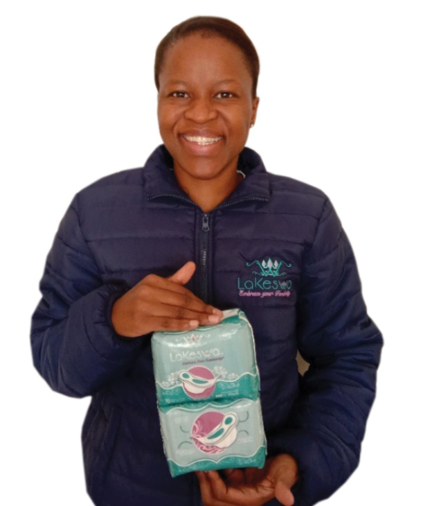 Nontokozo Keswa, founder of LaKeswa, a company that supplies sanitary pads.