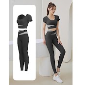 Bộ Đồ Tập Gym, Yoga, Aerobic Nữ 2 Món Áo Croptop Có Mút Đệm Và Quần Siêu Co Giãn, Tôn Dáng, Nâng Mông