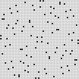 A 52x52 grid with 104 spaces highlighted in black. The pattern has rotational symmetry.