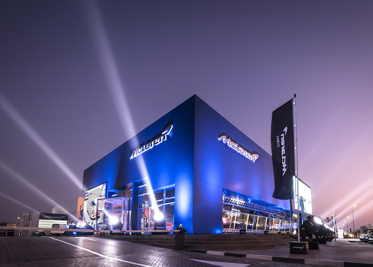 The official opening of McLaren Dubai, the brand’s biggest dealership, featured a gala dinner and light show. Picture: SUPPLIED